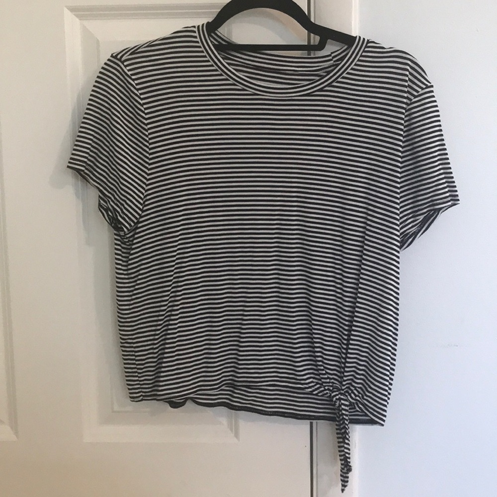 Aeropostale Striped Front-tie Baby Tee
